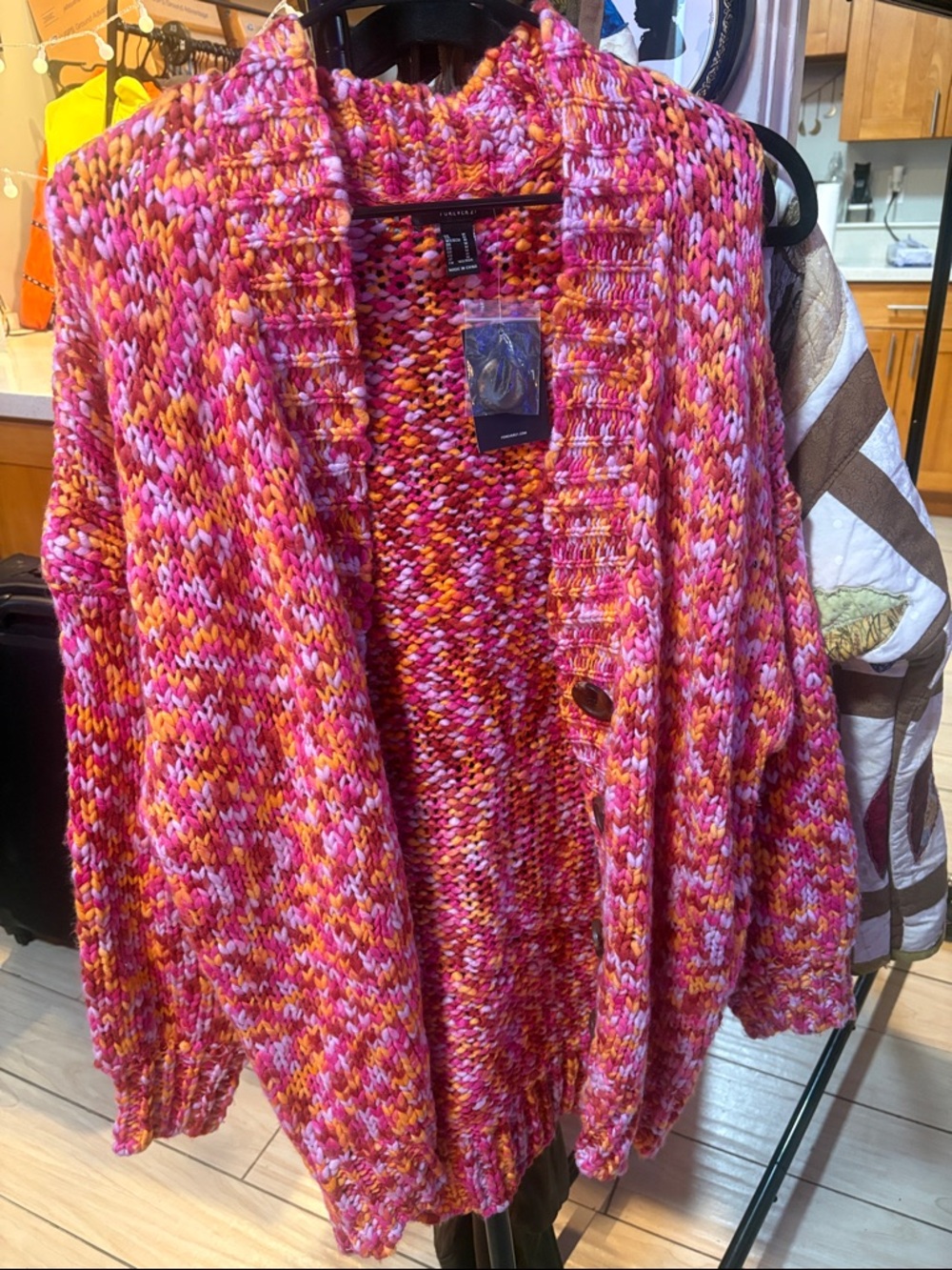 NWT OVERSIZED KNITTED PINK AND ORANGE KNIT OVERSIZED CARDIGAN